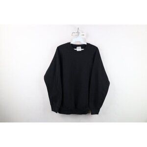 Vintage 90s Streetwear Womens Large Blank Heavyweight Crewneck Sweatshirt Black